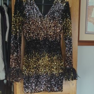 Hot & Delicious Glittering Black and Gold Dress